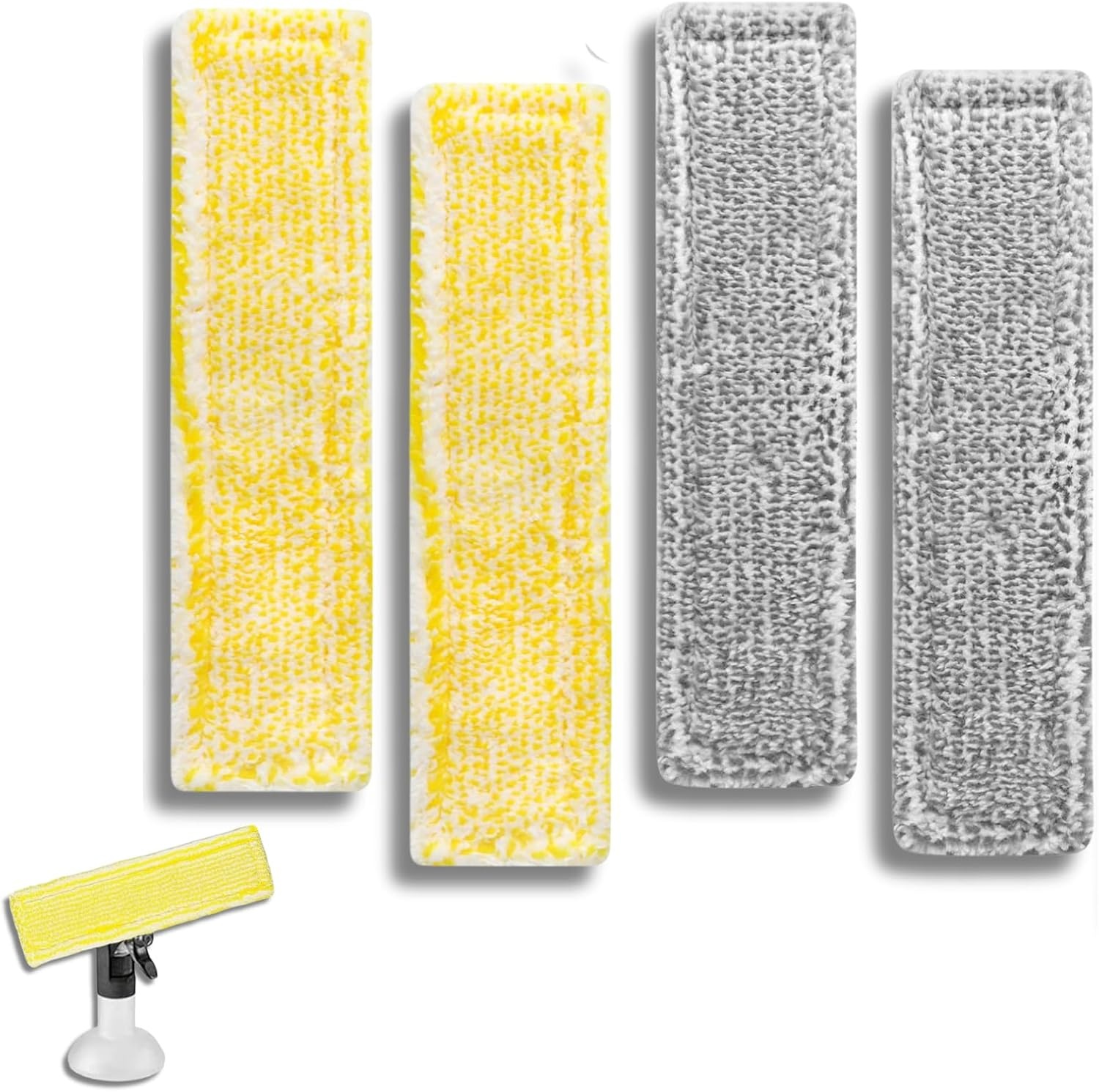4x Vervangende Microvezel Pads voor Kärcher Window Vac - Geel en Grijs - 285 x 70 x 15 mm