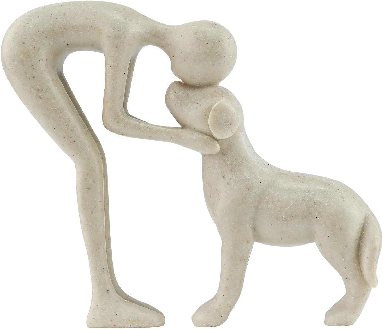 DARENYI Decoratief Standbeeld Man en Hond - Zandsteenkleur - 10,5 x 13 cm