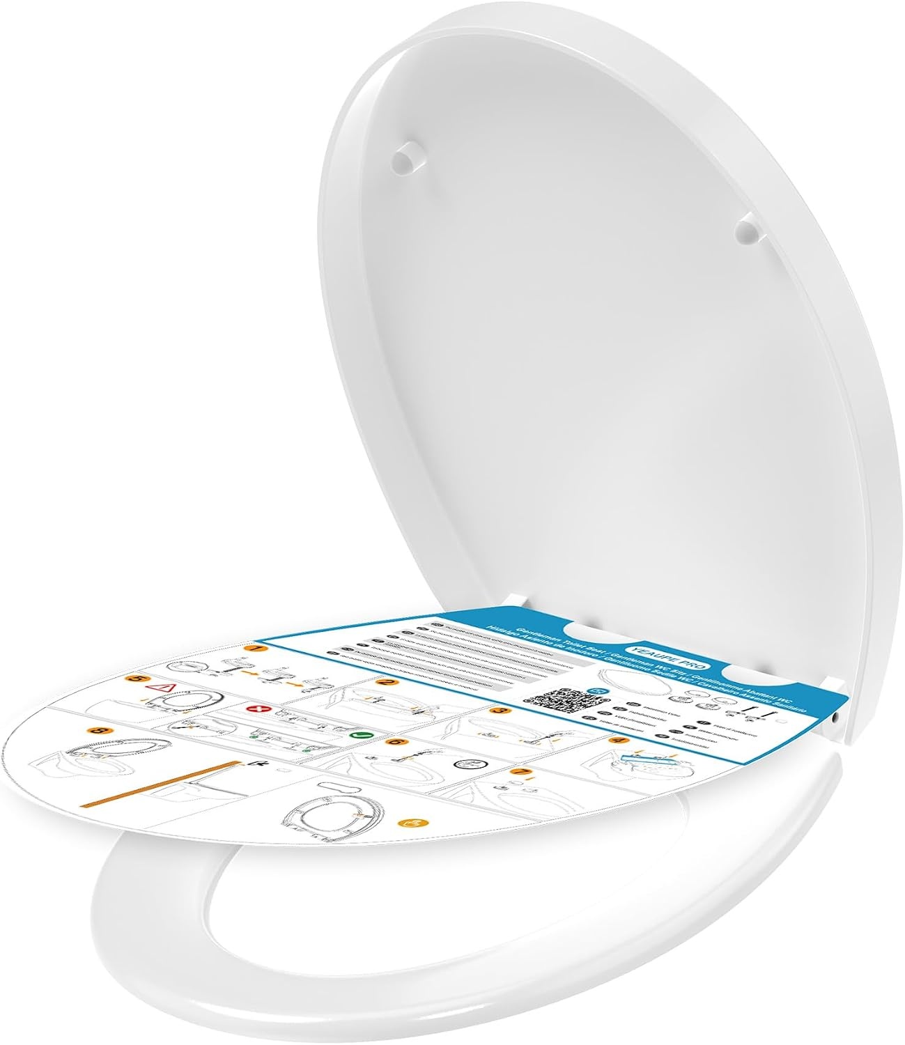 YEAUPE PRO Toiletbril ovaal met softclose en quick-release - 44,6 x 37,2 cm - Wit