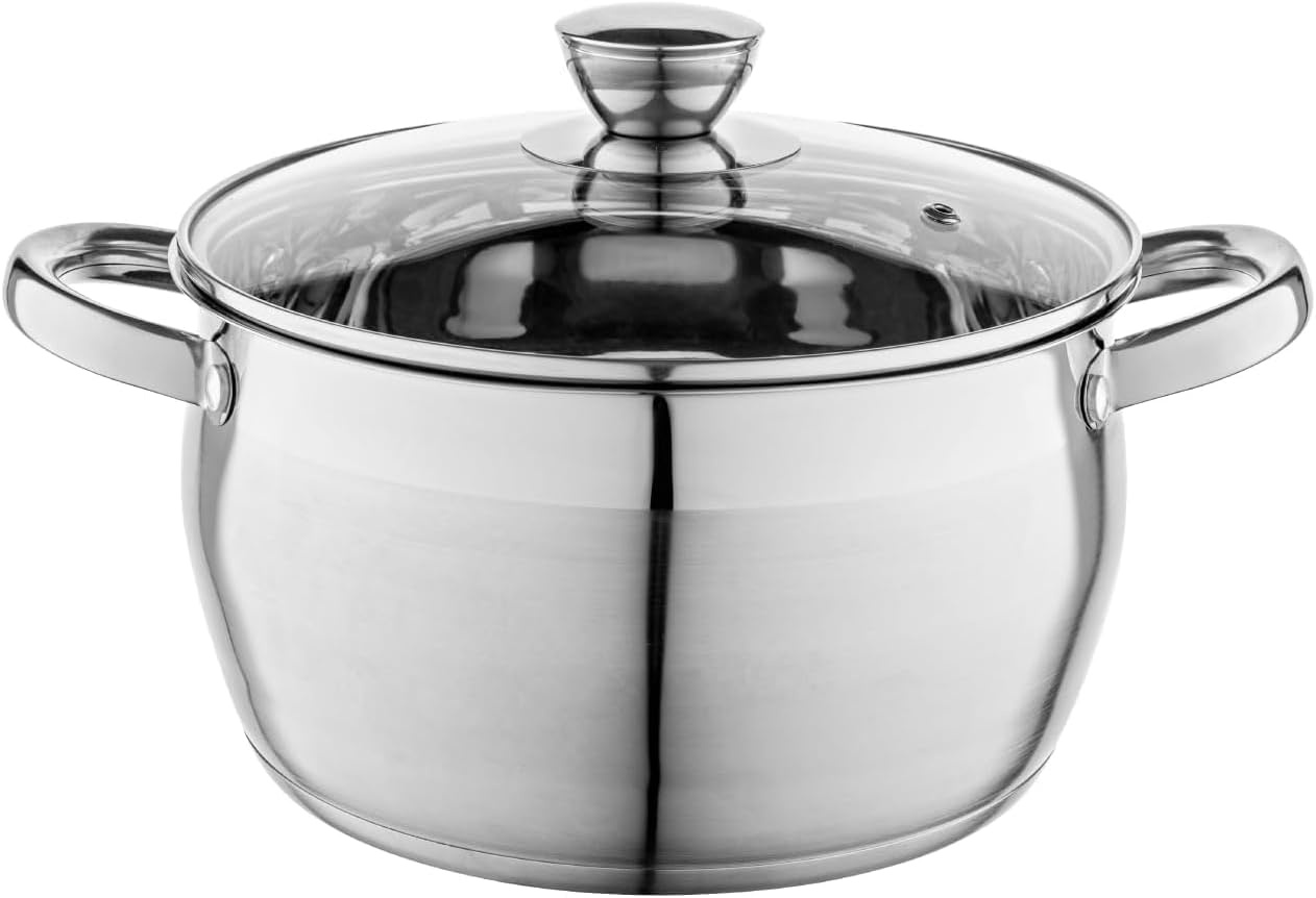 Florina Oliver Roestvrijstalen Kookpan met Glazen Deksel - 4,8 Liter - 22 cm