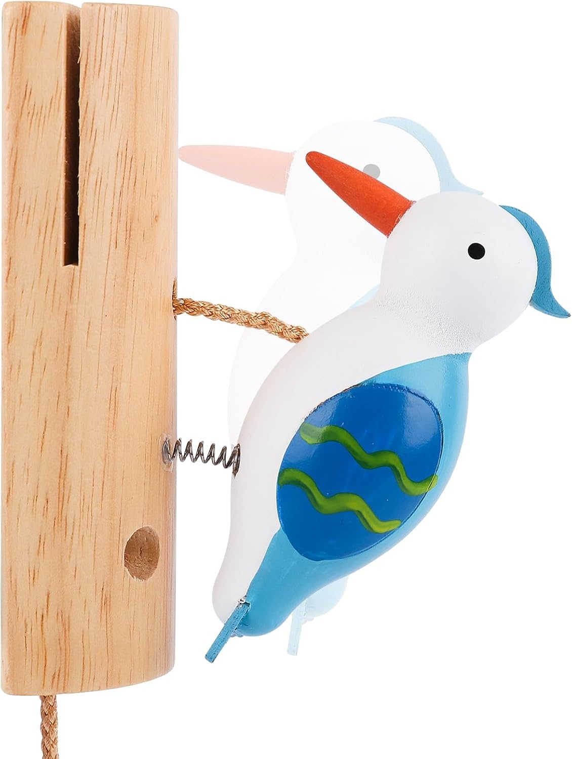 Klopfspecht houten deurbel en wanddecoratie voor kinderen wit