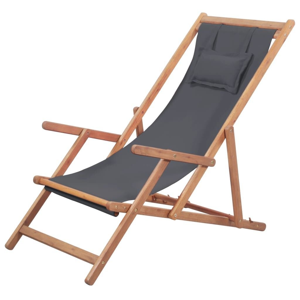 vidaXL Opklapbare stoel met stoffen bekleding en houten frame, grijs
