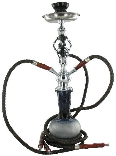 Waterpijp zwart 3 slangen 51cm