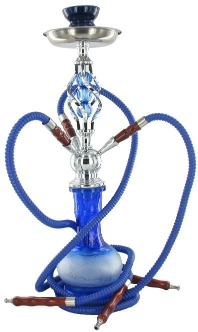 Waterpijp blauw 3 slangen 51cm