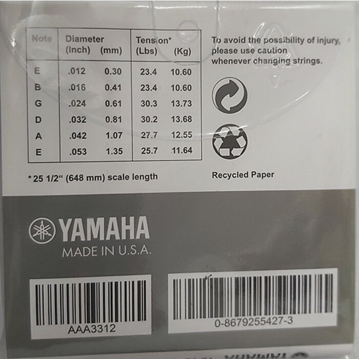 Yamaha FB12 80/20 Gauge Acoustic Guitar Strings Bronze