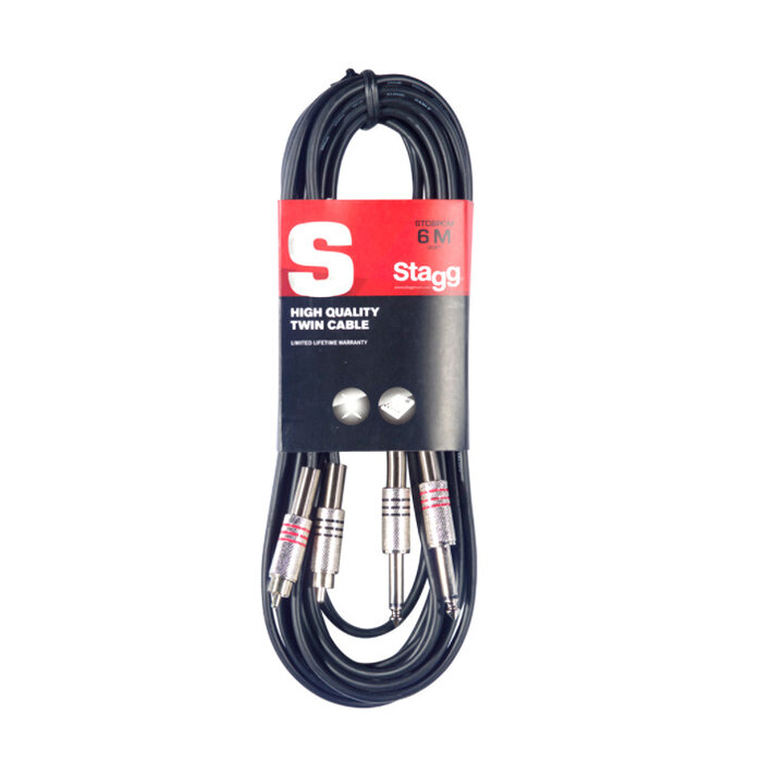 Stagg 6M/20FT Twin Cable PLUG-RCAm