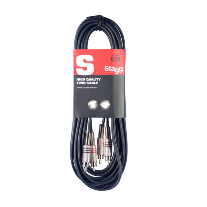 Stagg 6M/20FT Twin Cable RCAm-RCAm