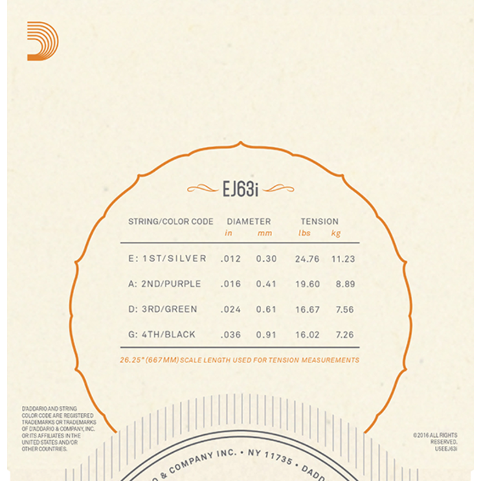 D'Addario EJ63I Irish Tenor Banjo 4 Strings Nickel - Plated Steel