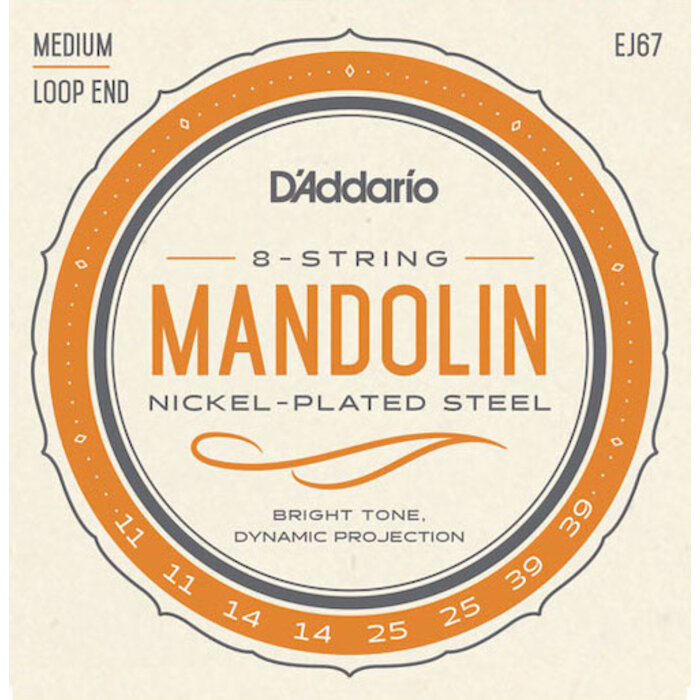 D'Addario EJ67 Medium  8-String Mandolin Nickel-Plated Steel