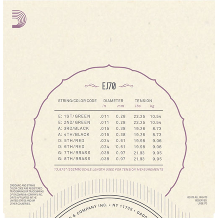 D'Addario EJ70 Ball End Mandolin Strings Phosphor Bronze
