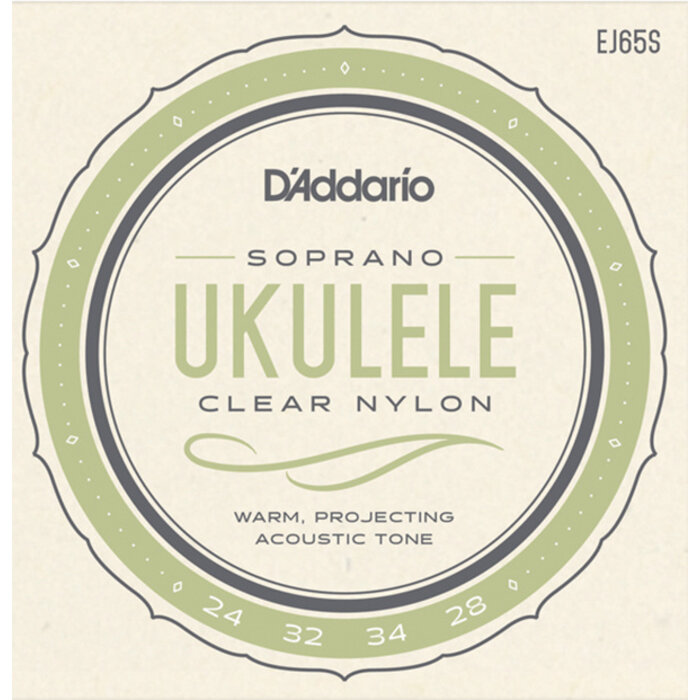 D'Addario EJ65S Soprano Ukulele Clear Nylon Strings