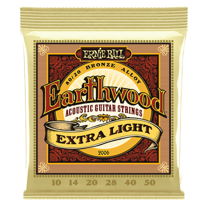 Ernie Ball 2006 Earthwood Extra Light 80/20 Bronze Acoustic Guitar String 10-50