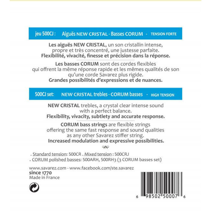 500 CJ Corum High Tension Classical Guitar Strings Cristal Nylon