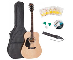 Encore EWP100 Left Handed Acoustic Guitar Outfit Natural