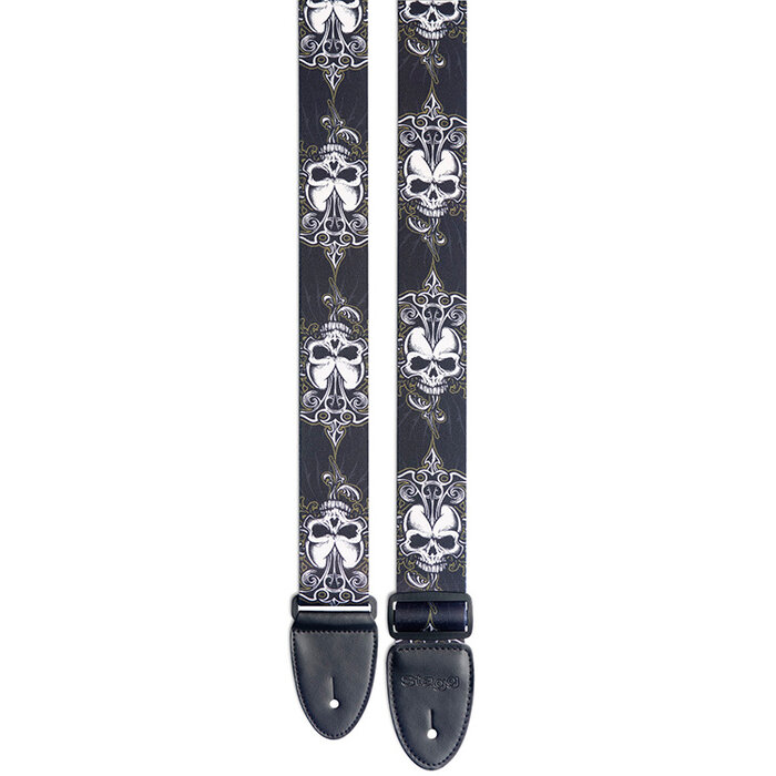 Stagg Terylene Guit Strap Black Skull