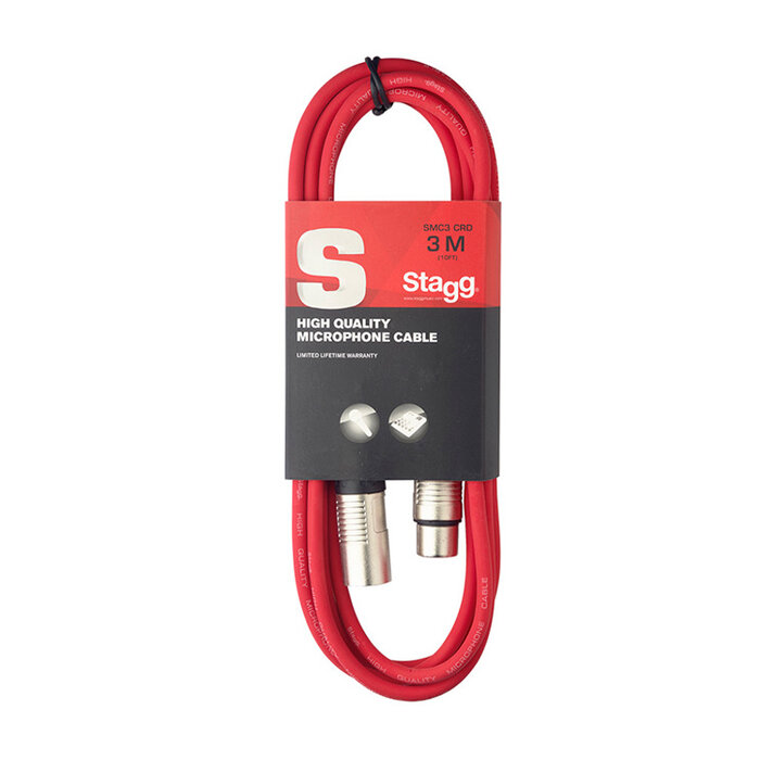 Stagg 3M/10F Red Mic Cable XLRf-XLRm