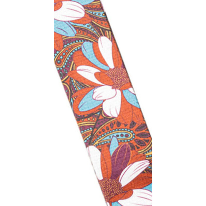Stagg Terylen Uke Strap Flower Brown