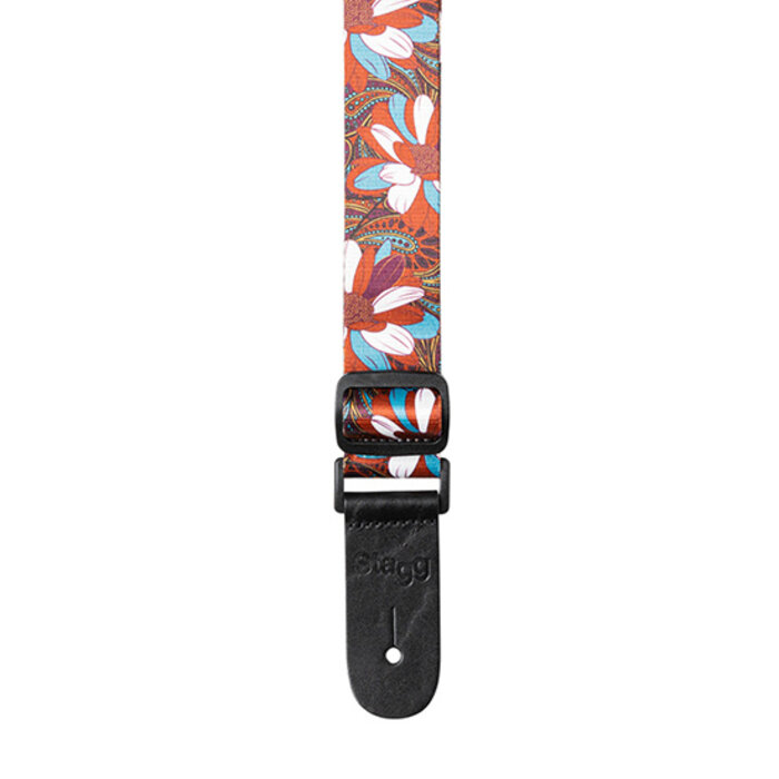 Stagg Terylen Uke Strap Flower Brown
