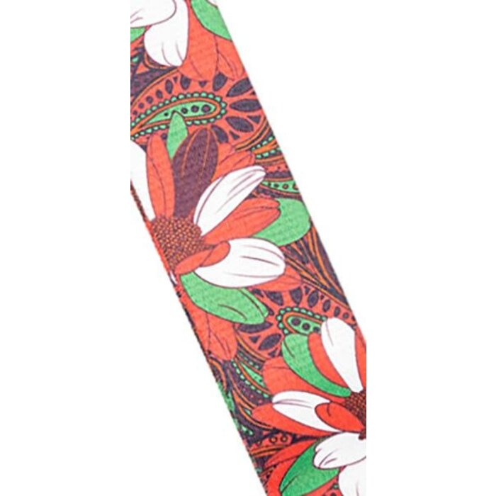 Stagg Terylen Uke Strap Flower Red