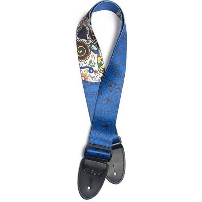 Stagg Terylene Strap Mex Skull Blue