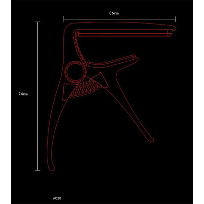 Aroma AC20S Acoustic Guitar Capo, High Quality Aluminium Material, Steel Spring,  High quality silicone cushion, SILVER