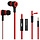 Stereo Earphones Flat Cable Red