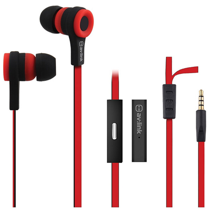 Avlink Stereo Earphones Flat Cable Red