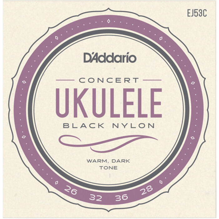D'Addario EJ53C Concert Ukulele Black Nylon Strings