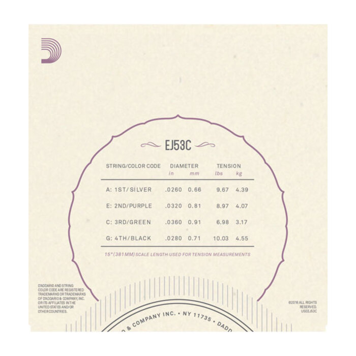 D'Addario EJ53C Concert Ukulele Black Nylon Strings