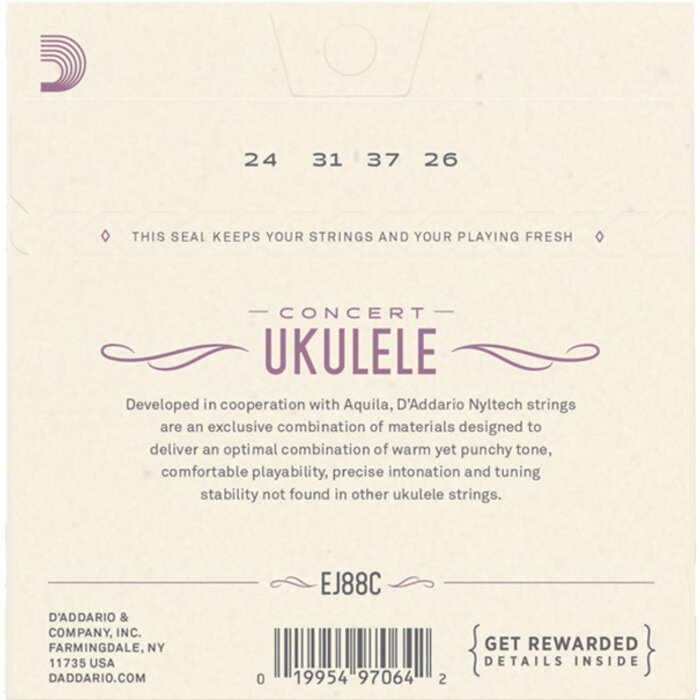 D'Addario EJ88C Set Concert Ukulele Strings Nyltech