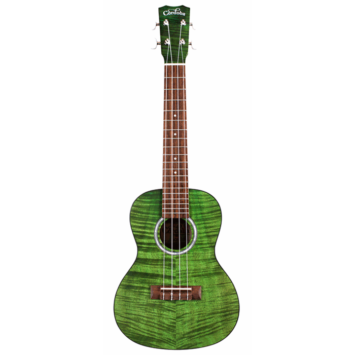 Cordoba Concert Size Ukulele Flame Mahogany Jade Green
