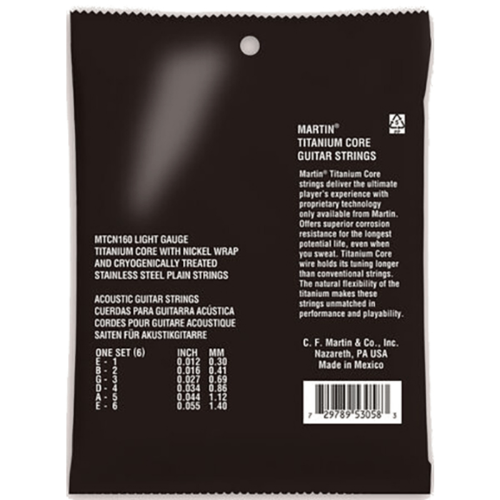 Martin MTCN160 Acoustic Guitar Strings Titanium