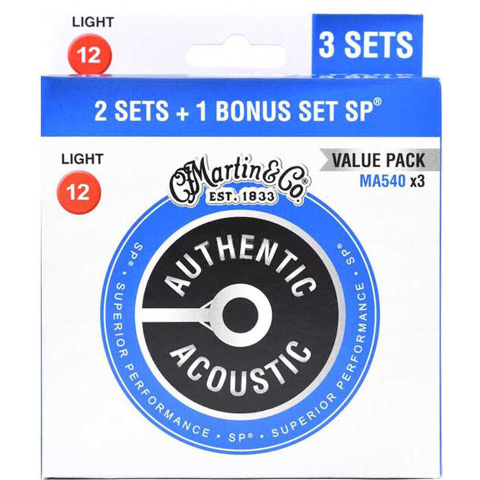 Martin MA540Pk3 Light Acoustic Guitar Strings Phosphor Bronze