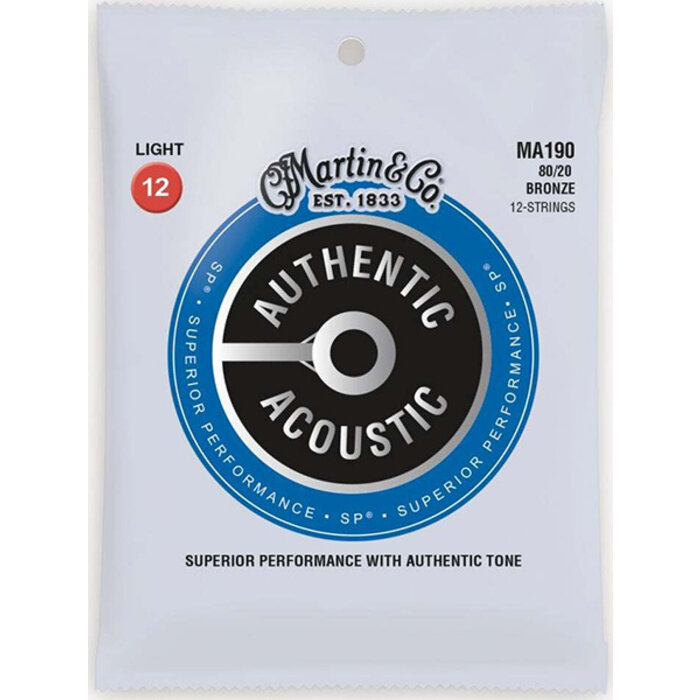 Martin MA190 12 String Acoustic Guitar Strings 80/20 Bronze