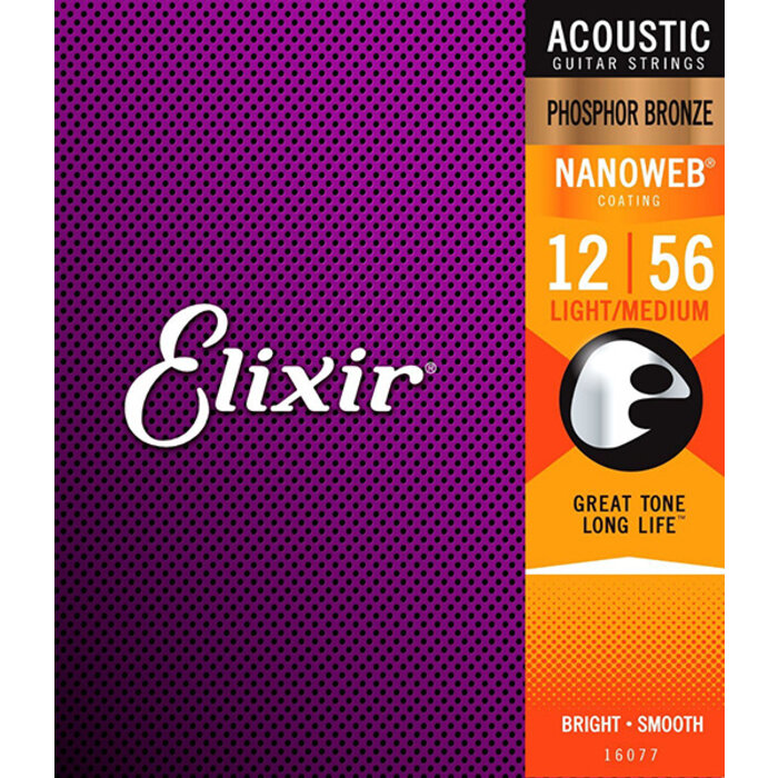 Elixir 16077 Acoustic Nanoweb 92/8 Phosphor Bronze Light/Medium