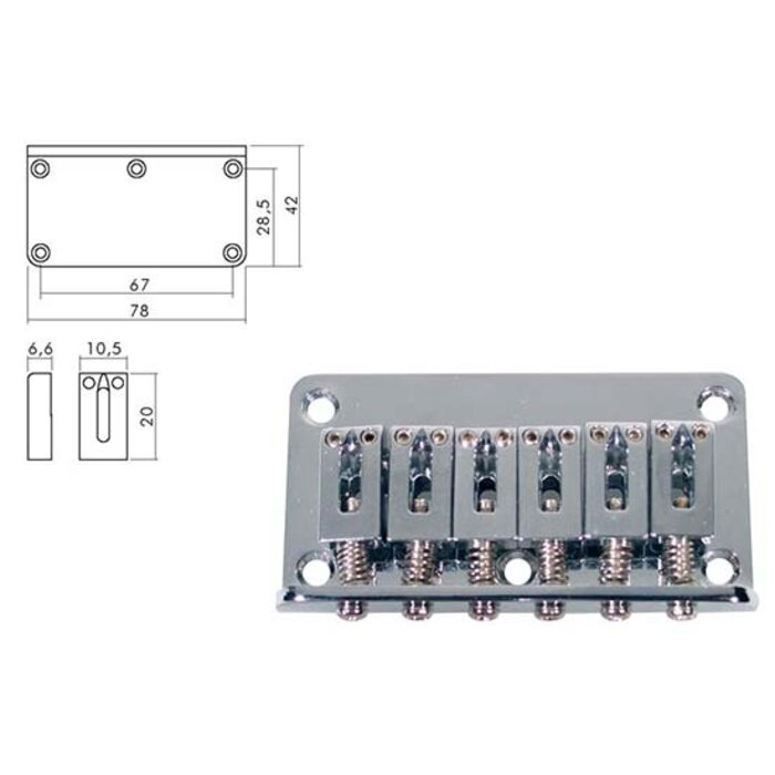 Boston Bridge-Tailpiece, St-Model, Chrome, Pitch 10.5N
