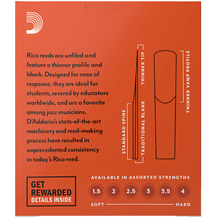D'Addario Rico Reeds Bb Clarinet 1.5