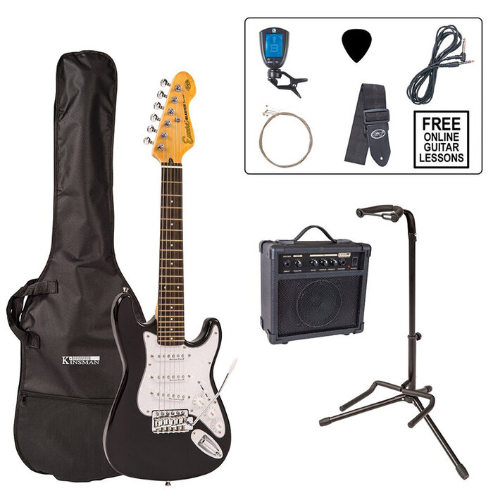 Encore 3/4 Size Electric Guitar Pack- Gloss Black