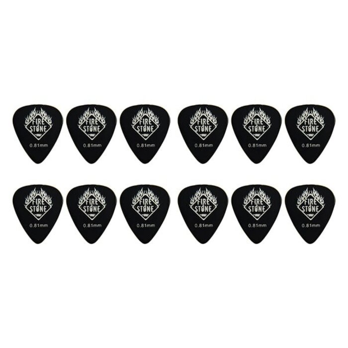 Fire & Stone Pick Celluloid Black 0.81mm 12Pcs