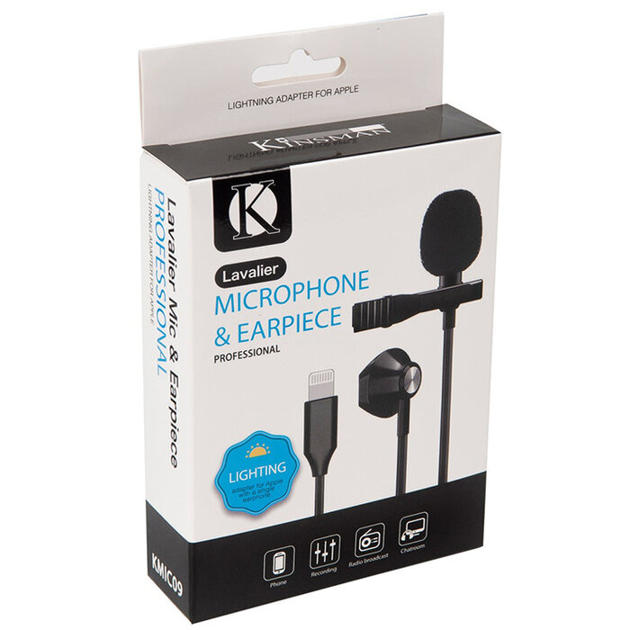 Kinsman Lavalier Microphone  With Earphone - Lightning Adaptor