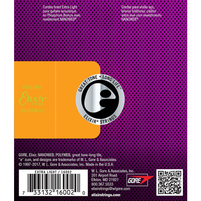 Elixir 16002 Acoustic Nanoweb 92/8 Phosphor Bronze Extra Light