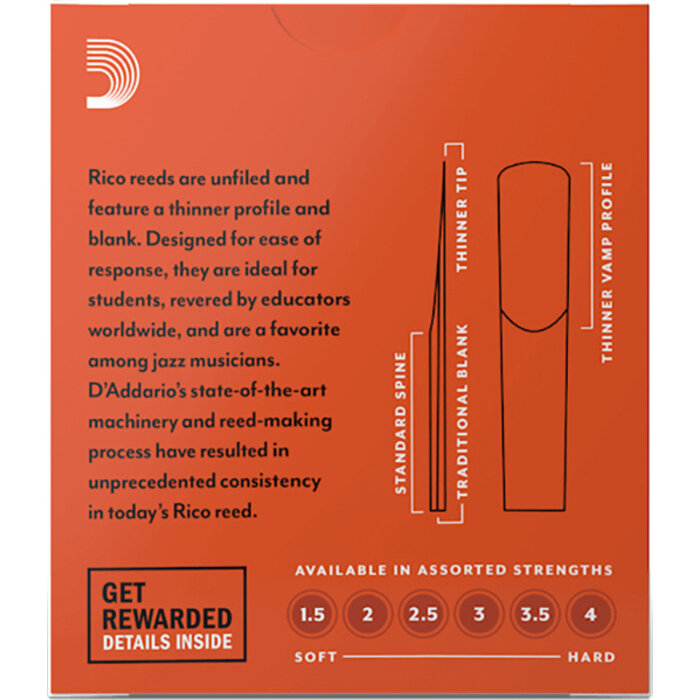 D'Addario Rico Reeds Bb Clarinet 2.5