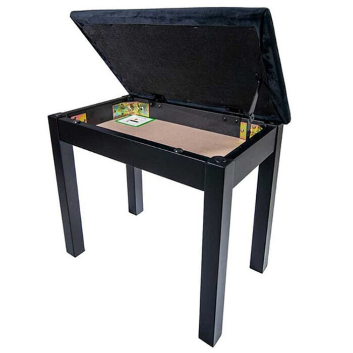 Prelude Piano Stool Fixed Height with Storage Satin Black