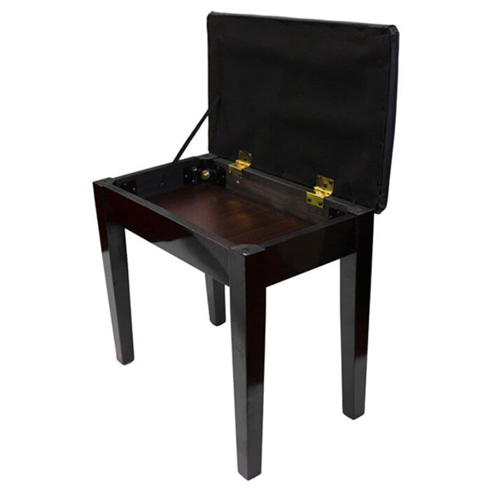 Prelude Piano Stool Fixed Height W/ Storage Polished Ebony