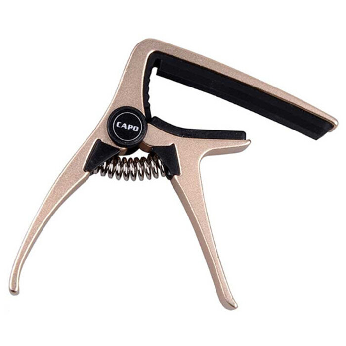 Aroma AC20GD Acoustic Guitar Capo, High Quality Aluminun Material, Steel Spring, High Quality Silicone Cushion, Gold