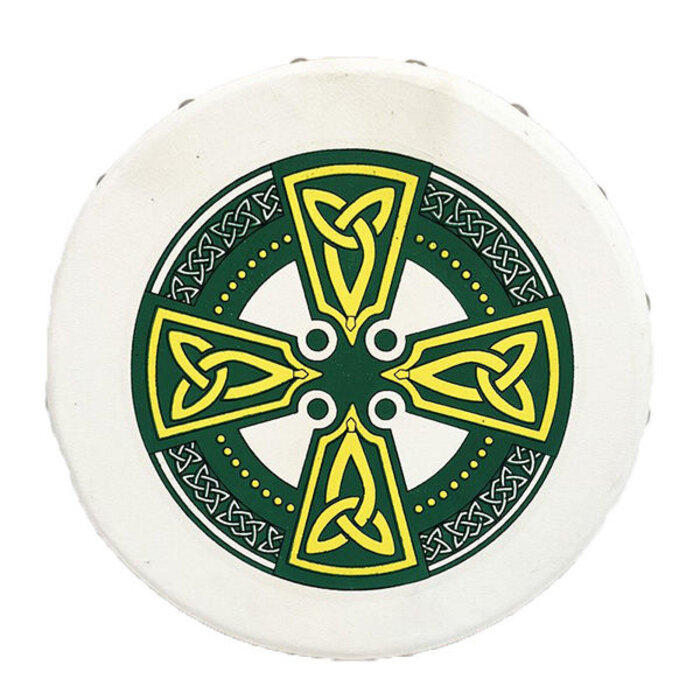 Koda Bodhran  8" X 1 1/2" Natural - Celtic Cross Greeen With Beater