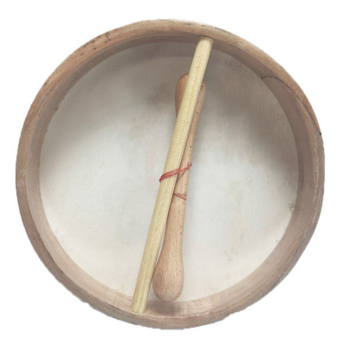 Koda Bodhran  8" X 1 1/2" Natural - Celtic Cross Greeen With Beater