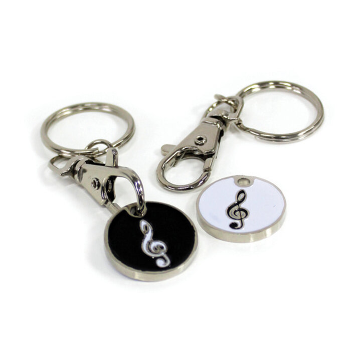 Keyring Trolley Token Treble Clef Black & White