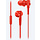 Red In Ear Headphones With Remote