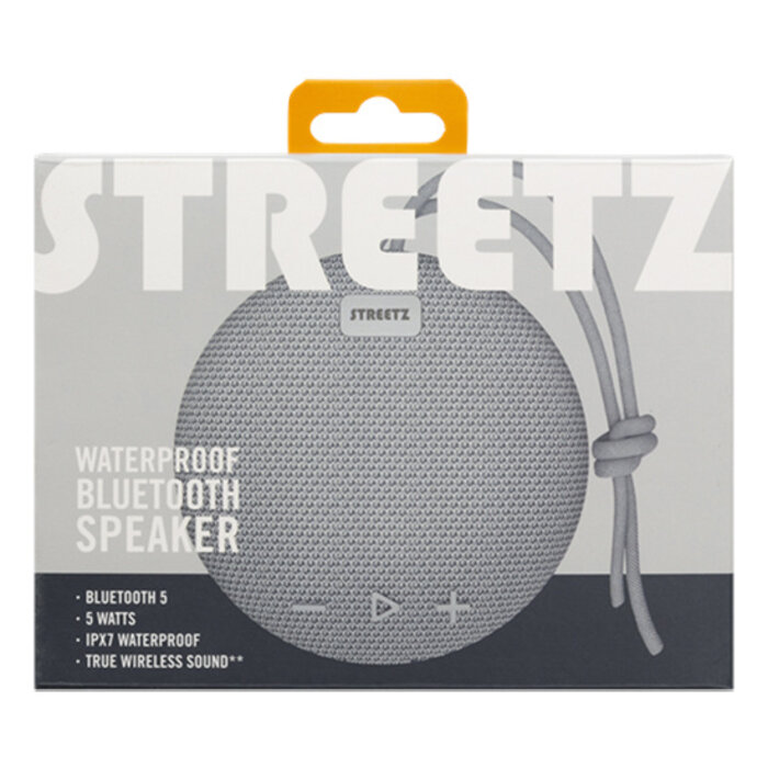 Grey Waterproof BT Speaker 5W & Aux